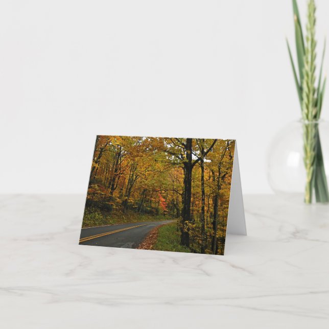 Cartão Fall Foliage Country Road Note Card (Frente)