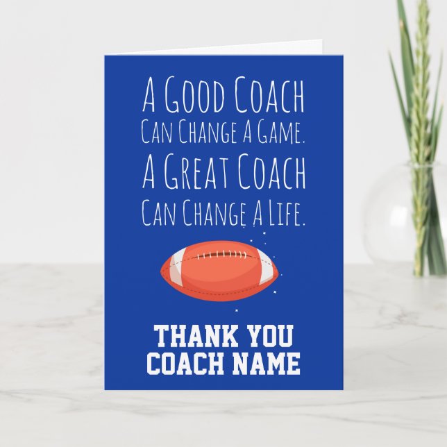 Cartão Fall Football Cards Thank You Coach From The Team (Frente)