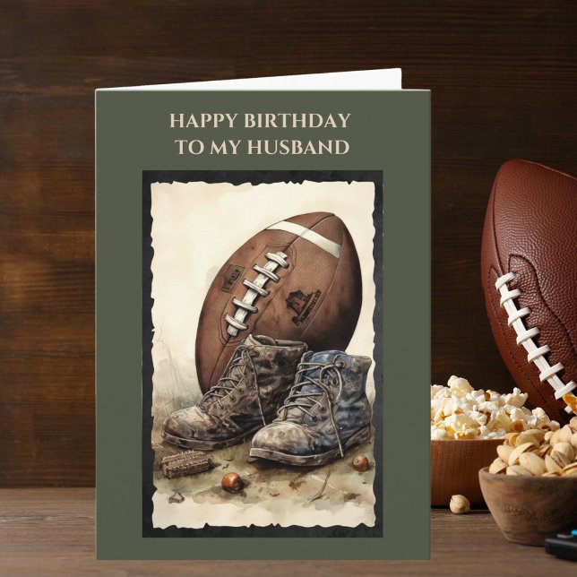 Cartão Fall Football Happy Birthday Marido Aniversário (Criador carregado)