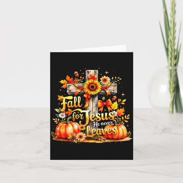 Cartão Fall For Jesus Christian Pumpkin Autumn Cross  (Frente)