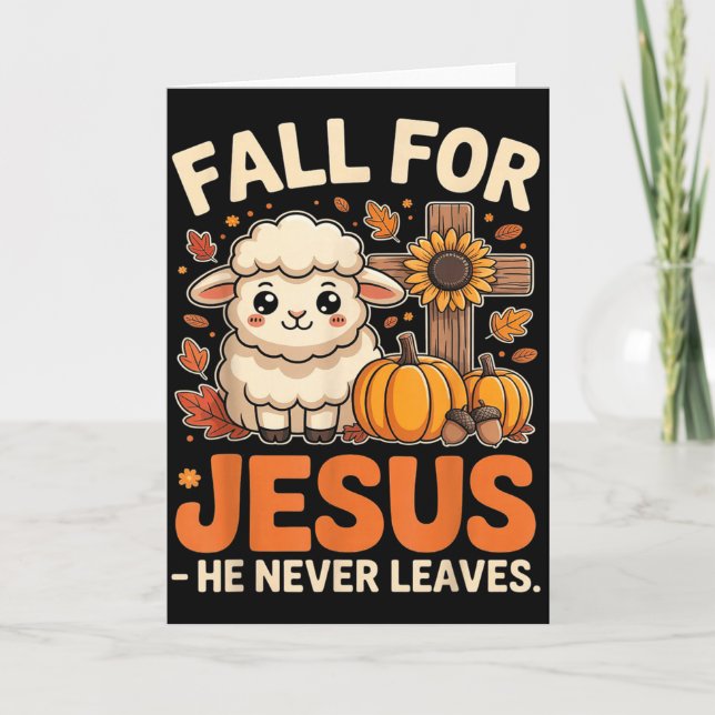 Cartão Fall For Jesus He Never Leaves Sheep Christian Aut (Frente)
