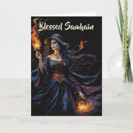 Cartão Fall Forest Abençoada Bruxa Pagan Noite de Samhain