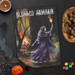 Cartão Fall Forest Abençoada Bruxa Pagan Noite de Samhain