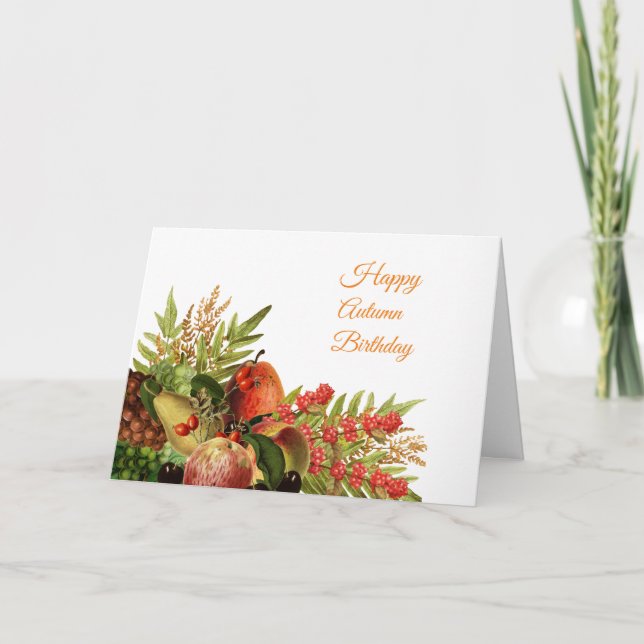 Cartão Fall Fruits and Berries Birthday Card (Frente)