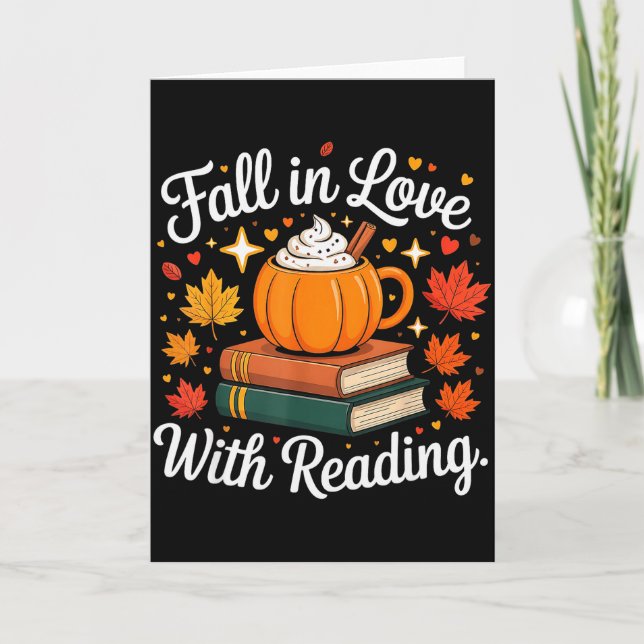 Cartão Fall In Love With Reading Autumn Pumpkin Mug Book  (Frente)