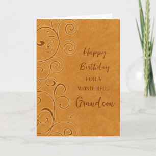 Cartão Fall Swirls Grandson Birthday