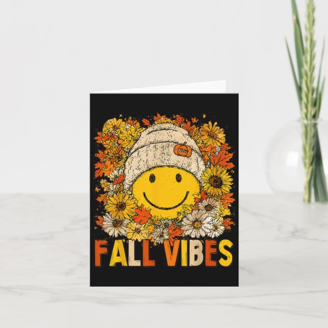 Cartão Fall Vibes Floral Ação de Graças Folhas de outono (Frente)