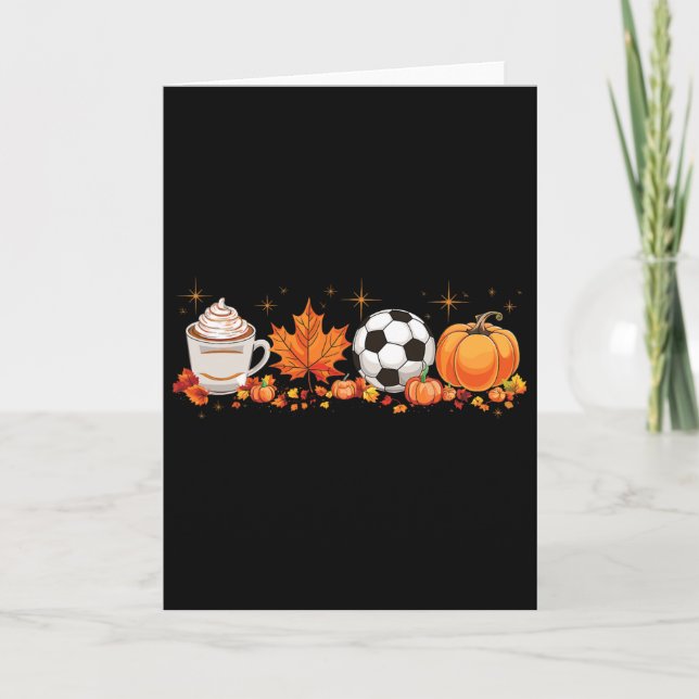 Cartão Fall Vibes Pumpkin Spice Soccer Halloween Autumn L (Frente)