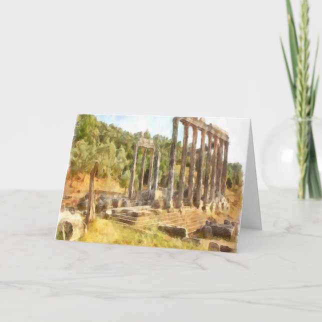 Cartão Fallen Ruins of Euromos, Turkiye Watercolor (Frente)