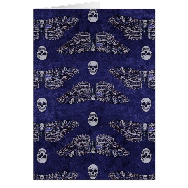 Cartão Falln Deathshead Moth and Skulls (Frente)