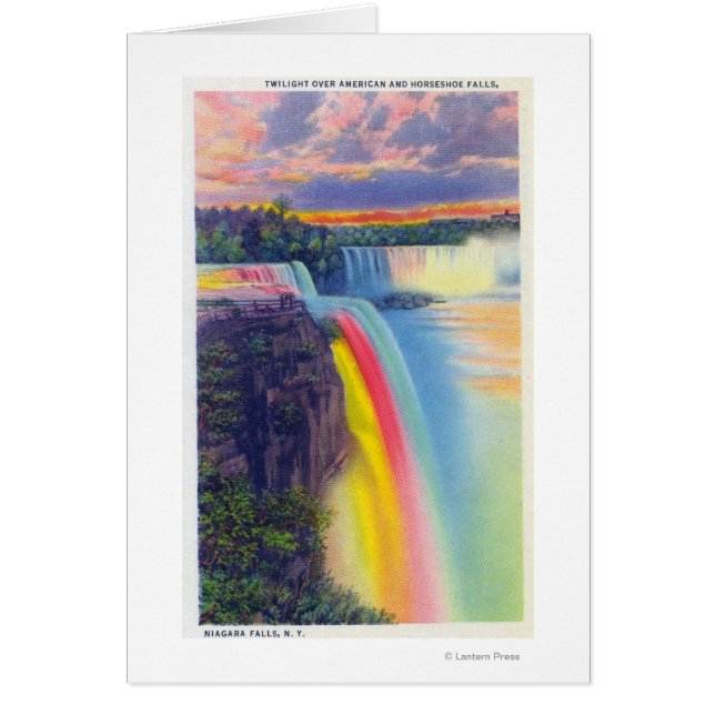 Cartão Falls americanos e ferradura em Dusk (Frente)