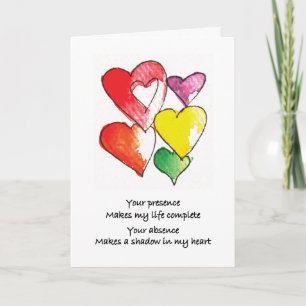 Cartão Faltando o corações