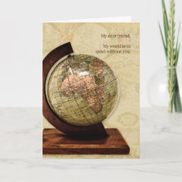 Cartão Faltando Seu Amigo Velho Mapa Mundo Estimulando Vi
