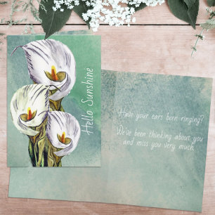 Cartão Faltando Você Calla Lily Watercolor Personalizado