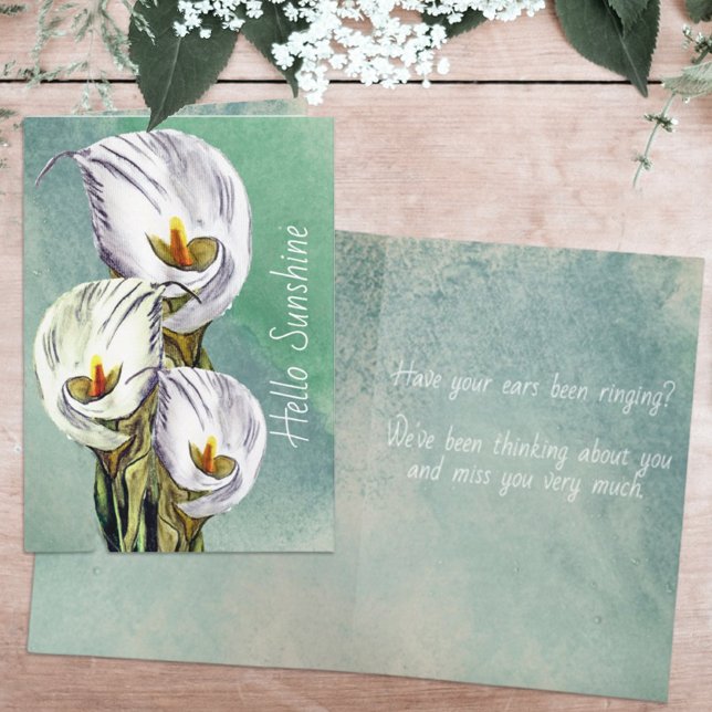 Cartão Faltando Você Calla Lily Watercolor Personalizado (Criador carregado)
