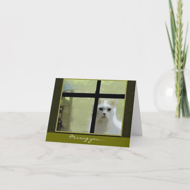 Cartão Faltando você - Gato na janela (Frente)