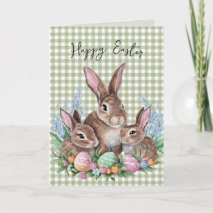 Cartão Família Bunny Da Páscoa Em Gingham