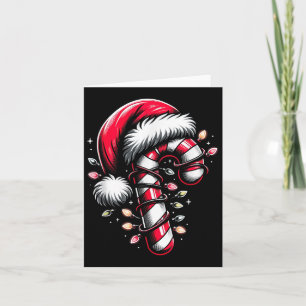 Cartão Família Candy Cane Crew de Luzes de Natal Correspo