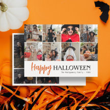 Família Cute Script Feliz Halloween 12 Foto Branco