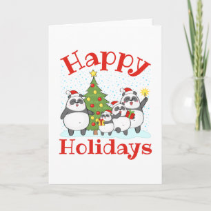 Cartão Família de Panda de Natal Feriado