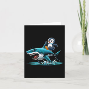 Cartão Família de Pinguim Montando Fantasia de Tubarão Am