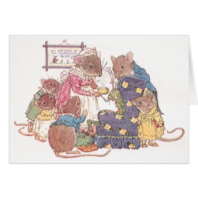 Cartão Família de seis ratos (Frente Horizontal)