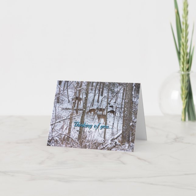 Cartão Família Deer Na Neve Pensando Em Você (Frente)
