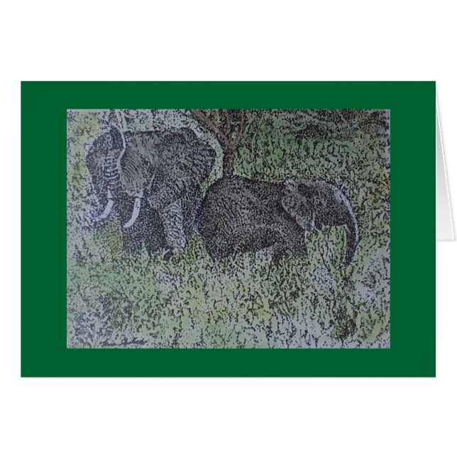 Cartão família do elefante (Frente Horizontal)