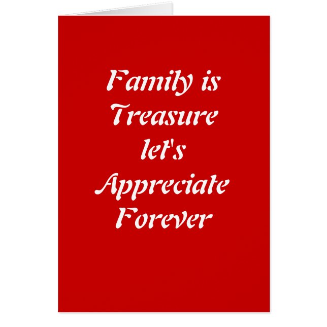 Cartão Família é tesouro (Frente)