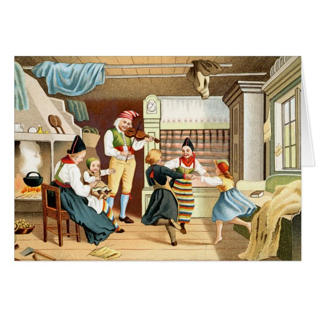 Cartão Família escandinava tradicional (Frente Horizontal)