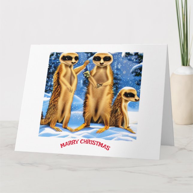 Cartão Família Natal de Meerkats (Frente)