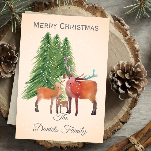 Cartão Família personalizada de veados de Natal (Criador carregado)