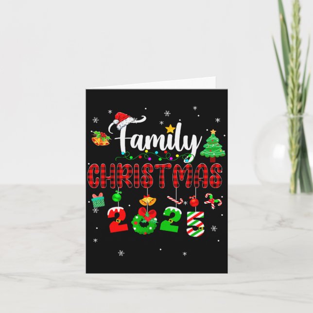 Cartão Family Christmas 2025 Matching Red Plaid Squad San (Frente)