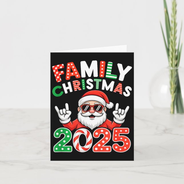Cartão Family Christmas 2025 Rocker Santa Sungles Matchin (Frente)