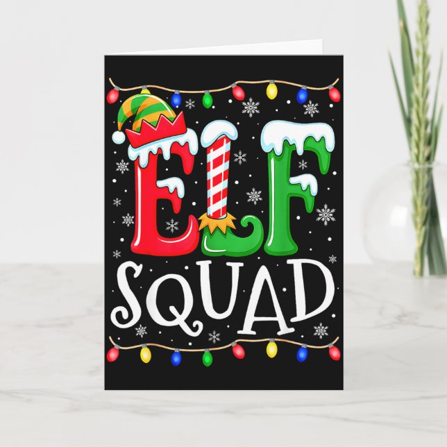 Cartão Family Christmas Matching Pajamas Elf Xmas Squad  (Frente)