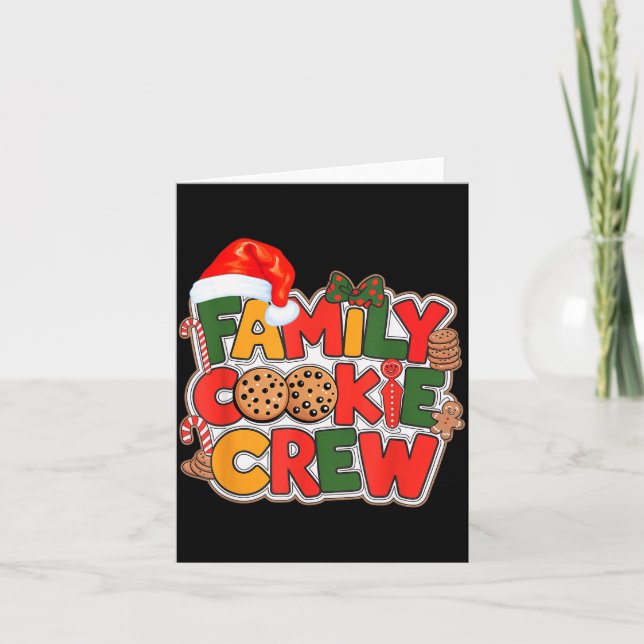 Cartão Family Cookie Crew Eating Christmas Gingerbread Te (Frente)