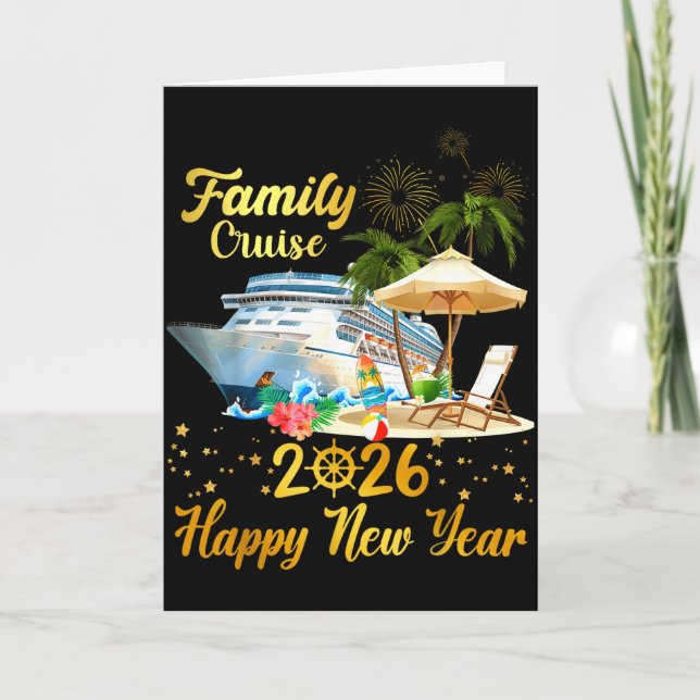 Cartão Family Cruise 2026 Happy New Year  (Frente)