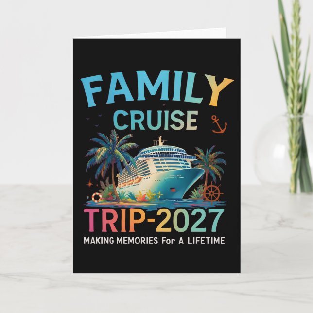 Cartão Family Cruise 2026 Oh Ship Funny Cruise Tropical (Frente)