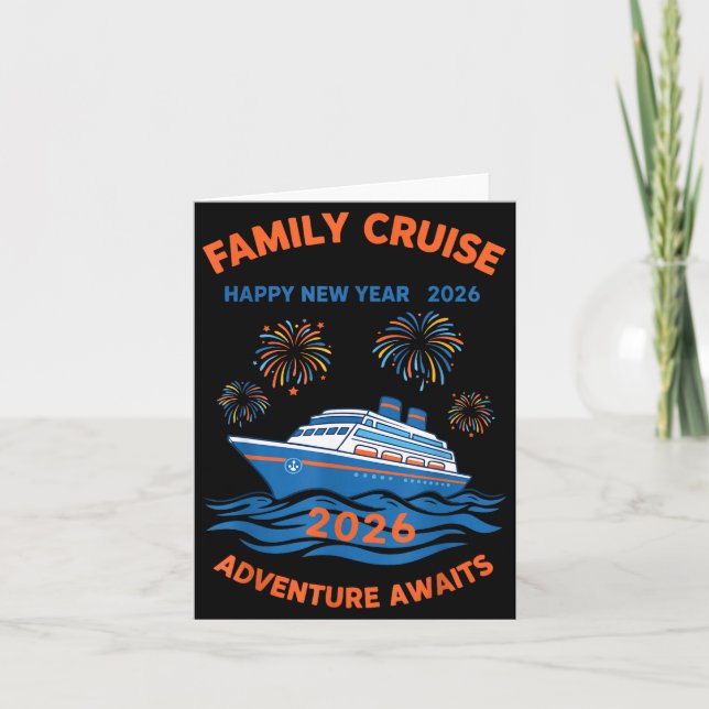 Cartão Family Cruise Happy New Year 2026 Adventure  (Frente)