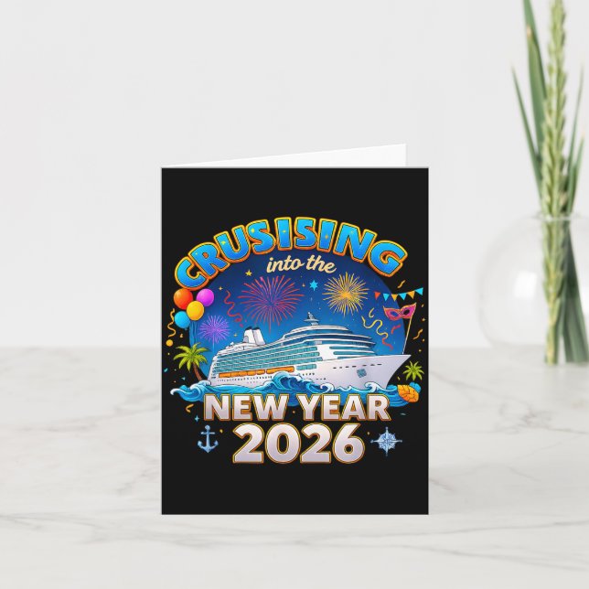 Cartão Family Cruise New Year 2026 Vacation  (Frente)