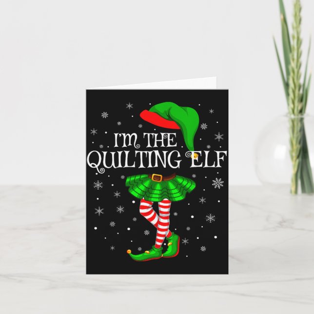 Cartão Family Matching Women Girls I'm The Quilting Elf C (Frente)