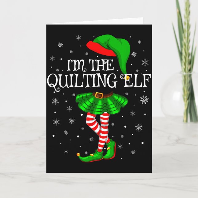 Cartão Family Matching Women Girls I'm The Quilting Elf C (Frente)