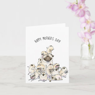 Cartão Family Mountain pug Mother's Day card