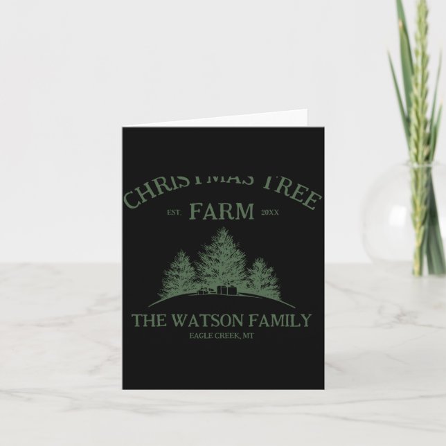 Cartão Family Name Christmas Tree Farm Retro  (Frente)