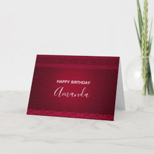 Cartão Fancy & Elegant Red Background Stylish Birthday