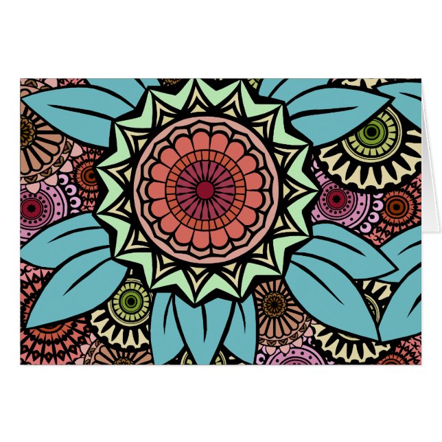 Cartão Fandango de Deco na turquesa e na laranja (Frente horizontal)