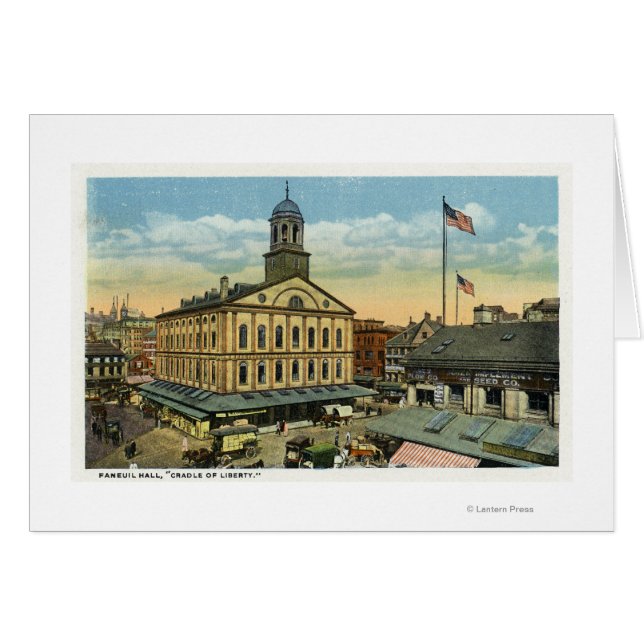 Cartão Faneuil Hall View, o Berço da Liberdade (Frente Horizontal)