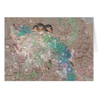 Cartão Fantasia da andorinha de celeiro - pássaros em um