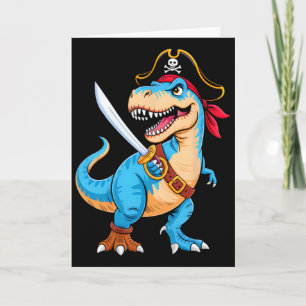 Cartão Fantasia de Dinossauro T Rex Pirata Meninos Crianç