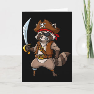 Cartão Fantasia de Halloween engraçada de guaxinim pirata